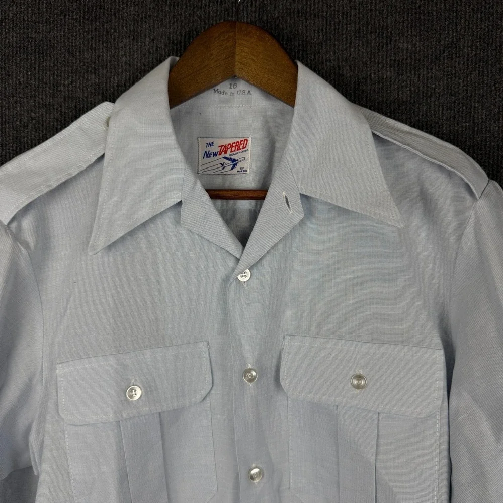 Martin Mfg Co USAF The New Tapered Shirt Epaulets Military Dress Shirt 16 Blue 8